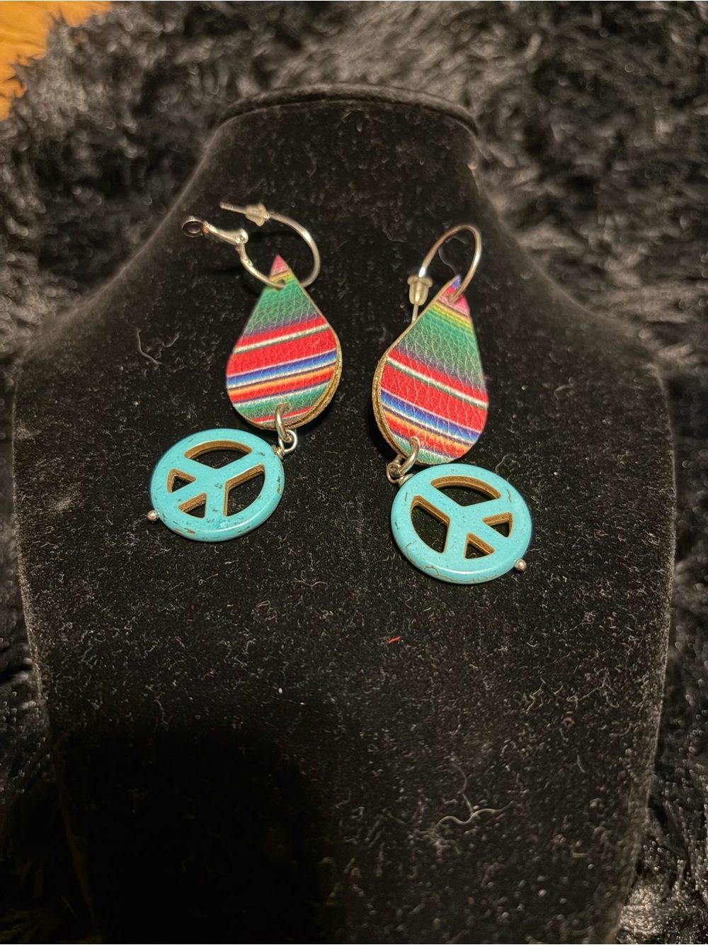 Art by Amy Boho Teardrop Peace Sign Earrings - Turquoise & Multicolor